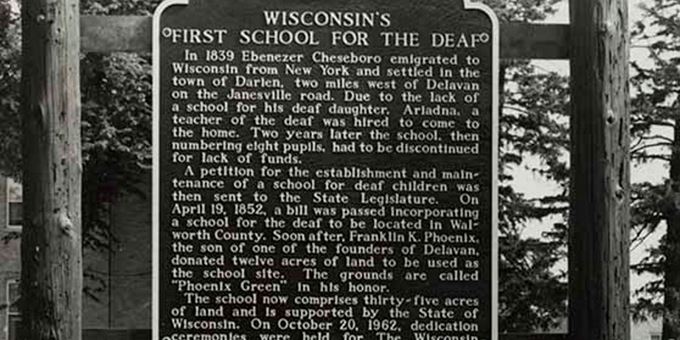 Wisconsin&#39;s First School for the Deaf Historic Marker, 1969